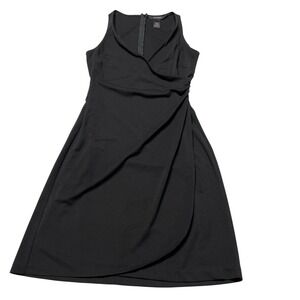 Express Faux Wrap Sleeveless Womens Sheath Dress 5/6 Black Ruched LBD